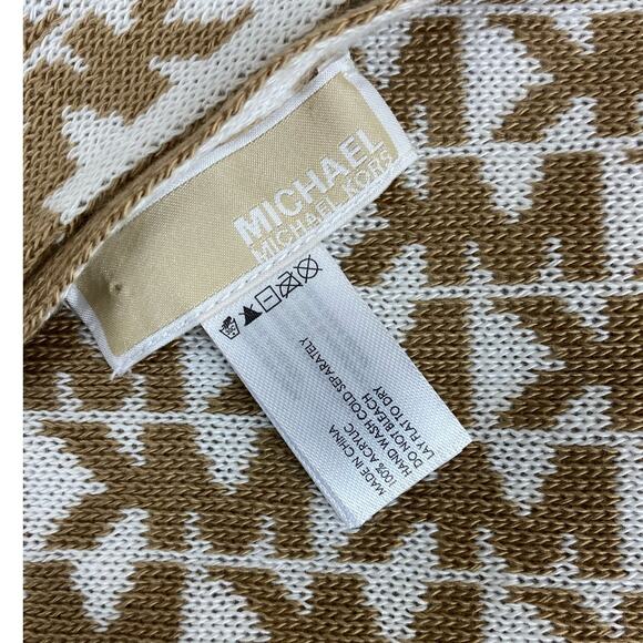 Designer Michael Kors Gold and Cream Reversible Unisex Scarf NEW OS - Picture 4 of 4